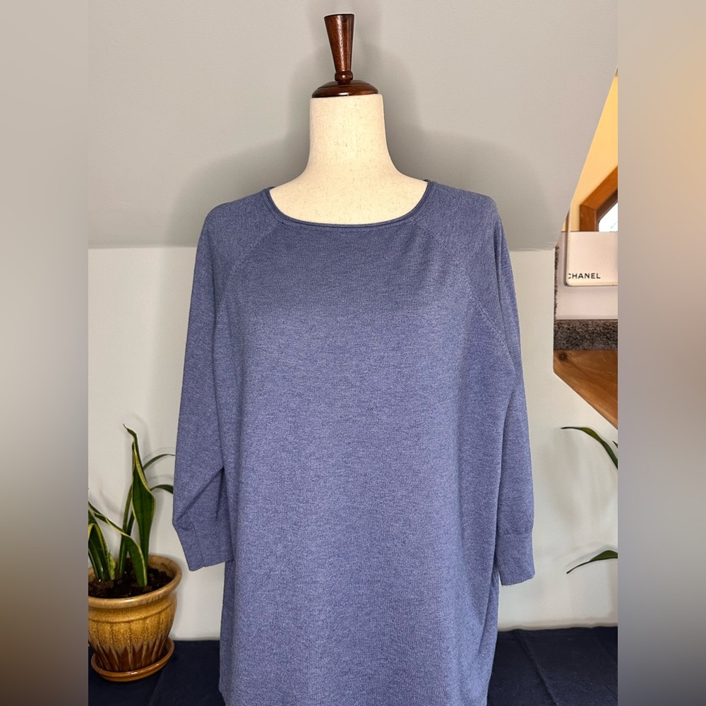 Essentials by Milano Blue Womens 3/4 Sleeve Sweater Size 1X
